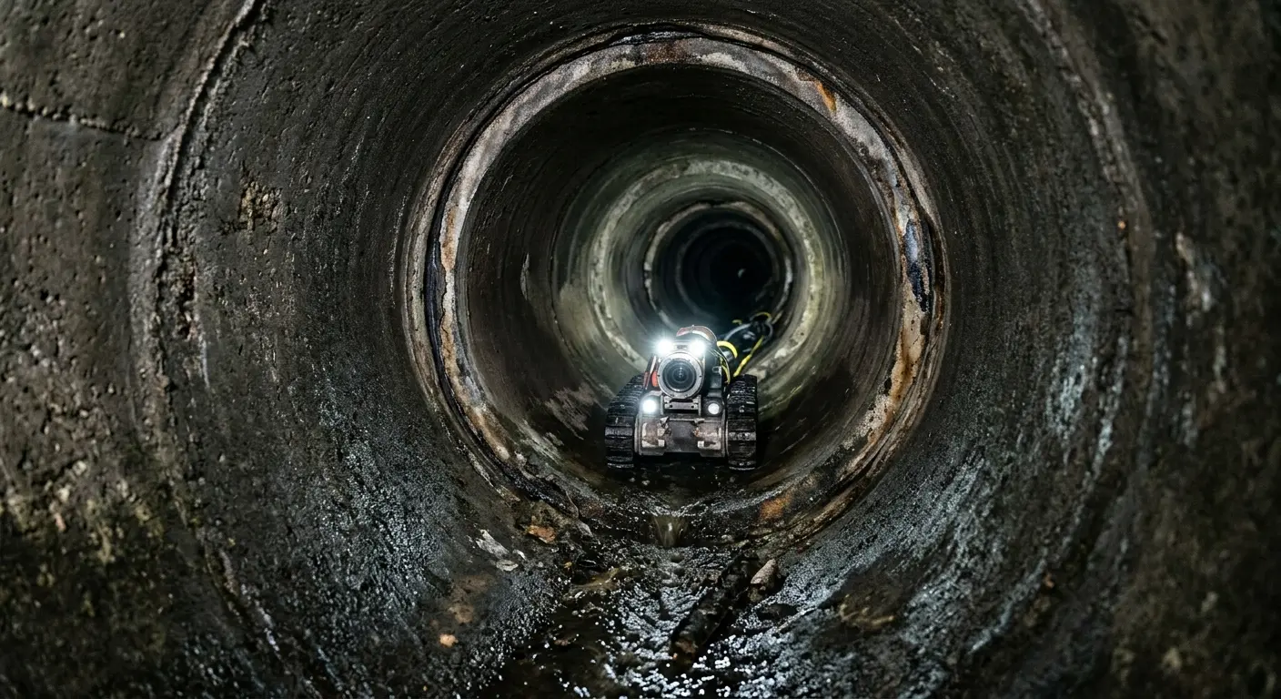 Robotic sewer camera inspecting pipe interior for Sewer Line Repair in West Palm Beach